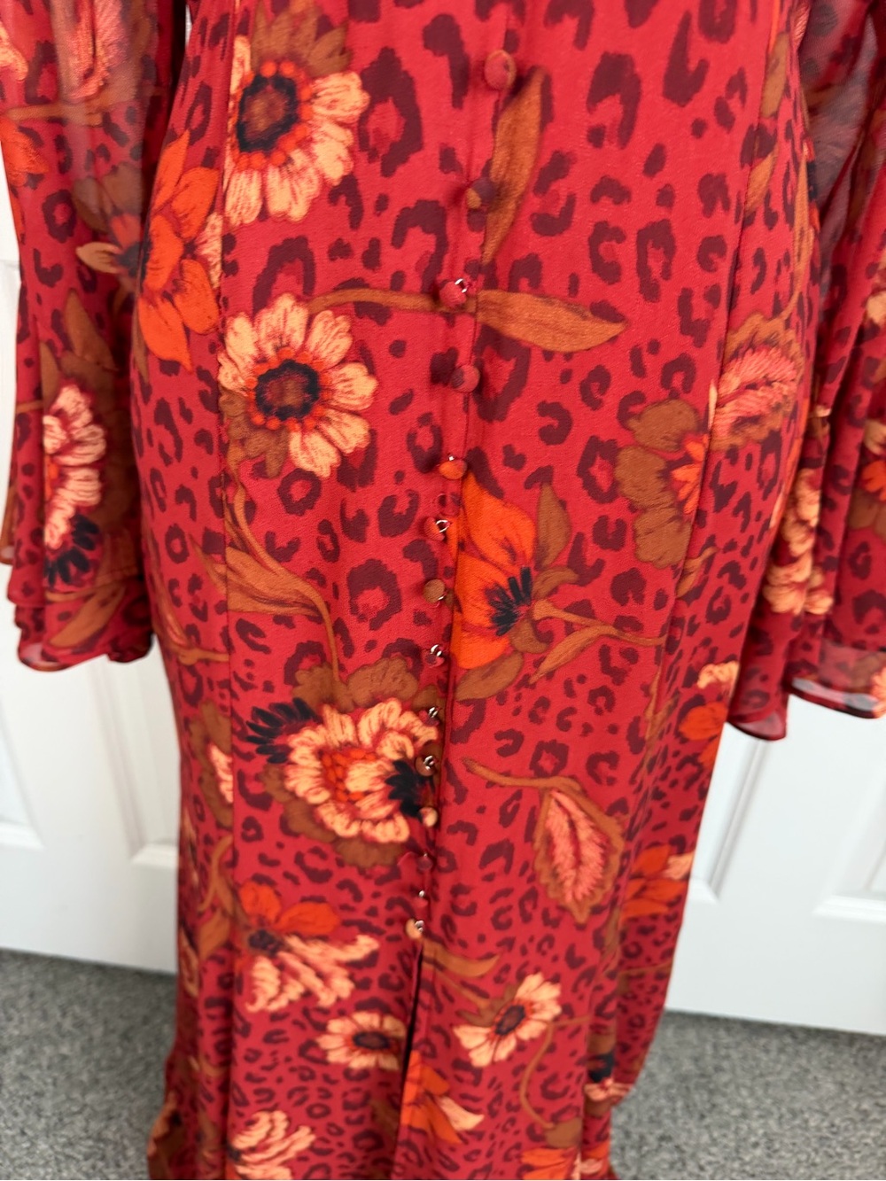 Dress Forum NWT Floral Leopard Print Maxi Dress Size L Boho Romantic - Picture 16 of 17